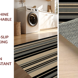 Ultra Soft Area Rug, Non Slip, Stain Resistant, Washable Area Rugs for Living Room, Bedroom, Contemporary Neutral Stripe Design(Beige)