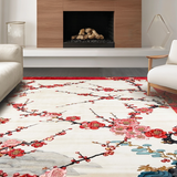Ultra Soft Area Rug, Non Slip, Stain Resistant, Washable Area Rugs for Living Room, Bedroom, Dynamic Cherry Petals Artistic Composition(Red)