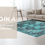 Ultra Soft Area Rug, Non Slip, Stain Resistant, Washable Area Rugs for Living Room, Bedroom, Rustic Vintage Ogee Pattern Design(Blue)