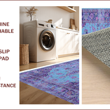 Ultra Soft Area Rug, Non Slip, Stain Resistant, Washable Area Rugs for Living Room, Bedroom, Vibrant Vintage Abstract Pattern(Blue)
