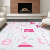Ultra Soft Area Rug, Non Slip, Stain Resistant, Washable Area Rugs for Living Room, Bedroom, Brightly Colored Interactive Learning(White)