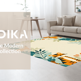 Ultra Soft Area Rug, Non Slip, Stain Resistant, Washable Area Rugs for Living Room, Bedroom, Playful Teal Orange Animal Patterns(Beige)