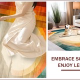 Ultra Soft Area Rug, Non Slip, Stain Resistant, Washable Area Rugs for Living Room, Bedroom, Colorful Geometric Abstract Motif(Orange)