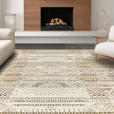 Ultra Soft Area Rug, Non Slip, Stain Resistant, Washable Area Rugs for Living Room, Bedroom, Trendy Boho Inspired Diamond Layout(Beige)