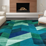 Ultra Soft Area Rug, Non Slip, Stain Resistant, Washable Area Rugs for Living Room, Bedroom, Rustic Watercolor Trellis Design(Blue)