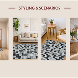 Ultra Soft Area Rug, Non Slip, Stain Resistant, Washable Area Rugs for Living Room, Bedroom, Stylish Minimalist Lattice Arrangement(Gray)