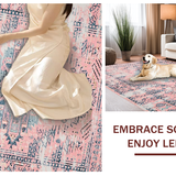 Ultra Soft Area Rug, Non Slip, Stain Resistant, Washable Area Rugs for Living Room, Bedroom, Elegant Distressed Ogee Pattern(Pink)