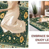 Ultra Soft Area Rug, Non Slip, Stain Resistant, Washable Area Rugs for Living Room, Bedroom, Trendy Leafy Insect Illustrations(Green)