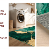 Ultra Soft Area Rug, Non Slip, Stain Resistant, Washable Area Rugs for Living Room, Bedroom, Emerald Green Abstract Elegance(Green)