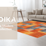 Ultra Soft Area Rug, Non Slip, Stain Resistant, Washable Area Rugs for Living Room, Bedroom, Sophisticated Abstract Linear Elements(Orange)