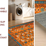 Ultra Soft Area Rug, Non Slip, Stain Resistant, Washable Area Rugs for Living Room, Bedroom, Funky Ethnic Orange Patterned Mat(Orange)