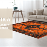 Ultra Soft Area Rug, Non Slip, Stain Resistant, Washable Area Rugs for Living Room, Bedroom, Elegant Earth Tones Design(Orange)