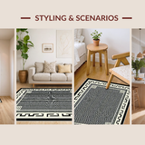 Ultra Soft Area Rug, Non Slip, Stain Resistant, Washable Area Rugs for Living Room, Bedroom, Sophisticated Black White Trellis Design(Black)