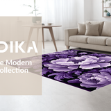 Ultra Soft Area Rug, Non Slip, Stain Resistant, Washable Area Rugs for Living Room, Bedroom, Rustic Purple Blossom Pattern(Purple)