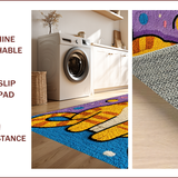 Ultra Soft Area Rug, Non Slip, Stain Resistant, Washable Area Rugs for Living Room, Bedroom, Cute Animal Porch Rug for Cat Lovers, Easy to Clean(Orange)
