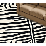 Ultra Soft Area Rug, Non Slip, Stain Resistant, Washable Area Rugs for Living Room, Bedroom, Ivory Black Zebra Print Hallway Runner Rug Non-Shedding(White)