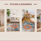 Ultra Soft Area Rug, Non Slip, Stain Resistant, Washable Area Rugs for Living Room, Bedroom, Vibrant Rustic Trellis Arrangement(Blue)