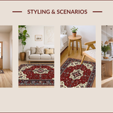 Ultra Soft Area Rug, Non Slip, Stain Resistant, Washable Area Rugs for Living Room, Bedroom, Elegant Colorful Symmetrical Design(Red)