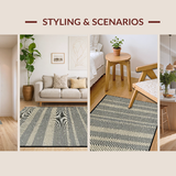 Ultra Soft Area Rug, Non Slip, Stain Resistant, Washable Area Rugs for Living Room, Bedroom, Rustic Neutral Striped Harmony(Gray)