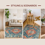 Ultra Soft Area Rug, Non Slip, Stain Resistant, Washable Area Rugs for Living Room, Bedroom, Rustic Coastal Inspired Design(Orange)