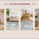 Ultra Soft Area Rug, Non Slip, Stain Resistant, Washable Area Rugs for Living Room, Bedroom, Elegant Natural Gray Damask Motif(Gray)