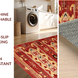 Ultra Soft Area Rug, Non Slip, Stain Resistant, Washable Area Rugs for Living Room, Bedroom, Dynamic Crimson and Brown Weave(Red)