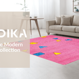 Ultra Soft Area Rug, Non Slip, Stain Resistant, Washable Area Rugs for Living Room, Bedroom, Whimsical Educational Creature Composition(Pink)