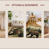 Ultra Soft Area Rug, Non Slip, Stain Resistant, Washable Area Rugs for Living Room, Bedroom, Rustic Earthy Bear Scene(Brown)
