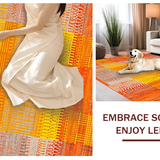 Ultra Soft Area Rug, Non Slip, Stain Resistant, Washable Area Rugs for Living Room, Bedroom, Eye-catching Warm Toned Motif(Orange)