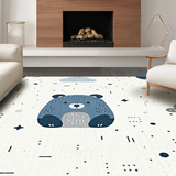 Ultra Soft Area Rug, Non Slip, Stain Resistant, Washable Area Rugs for Living Room, Bedroom, Soft Blue Grey Animal Motif(White)