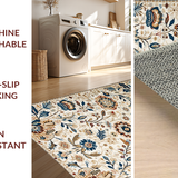 Ultra Soft Area Rug, Non Slip, Stain Resistant, Washable Area Rugs for Living Room, Bedroom, Sophisticated Warm Floral Scheme(Beige)