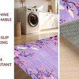 Ultra Soft Area Rug, Non Slip, Stain Resistant, Washable Area Rugs for Living Room, Bedroom, Bright Cheerful Floral Composition(Purple)