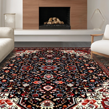 Ultra Soft Area Rug, Non Slip, Stain Resistant, Washable Area Rugs for Living Room, Bedroom, Cozy Earth Tone Pattern(Black)