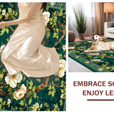 Ultra Soft Area Rug, Non Slip, Stain Resistant, Washable Area Rugs for Living Room, Bedroom, Elegant Vintage Botanical Aesthetic(Green)