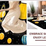 Ultra Soft Area Rug, Non Slip, Stain Resistant, Washable Area Rugs for Living Room, Bedroom, Colorful Cosmic Cartoon Landscape(Black)