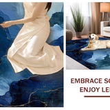 Ultra Soft Area Rug, Non Slip, Stain Resistant, Washable Area Rugs for Living Room, Bedroom, Indigo Cascade Rug, Sapphire Swirl, Abstract Wash Effect(Blue)