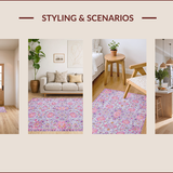 Ultra Soft Area Rug, Non Slip, Stain Resistant, Washable Area Rugs for Living Room, Bedroom, Vintage Pastel Blooming Elegance(Purple)