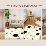 Ultra Soft Area Rug, Non Slip, Stain Resistant, Washable Area Rugs for Living Room, Bedroom, Chic Monochrome Feline Artwork(Gold)