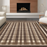 Ultra Soft Area Rug, Non Slip, Stain Resistant, Washable Area Rugs for Living Room, Bedroom, Artful Subtle Checkered Composition(Brown)
