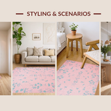 Ultra Soft Area Rug, Non Slip, Stain Resistant, Washable Area Rugs for Living Room, Bedroom, Trendy Ultra-Thin Graphic Appeal(Pink)