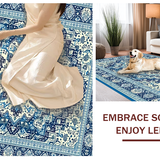Ultra Soft Area Rug, Non Slip, Stain Resistant, Washable Area Rugs for Living Room, Bedroom, Lively Contemporary Tiled Design(Blue)