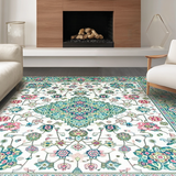Ultra Soft Area Rug, Non Slip, Stain Resistant, Washable Area Rugs for Living Room, Bedroom, Vintage Eclectic Botanical Design(White)