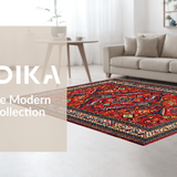 Ultra Soft Area Rug, Non Slip, Stain Resistant, Washable Area Rugs for Living Room, Bedroom, Dynamic Colorful Woven Ensemble(Red)