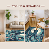 Ultra Soft Area Rug, Non Slip, Stain Resistant, Washable Area Rugs for Living Room, Bedroom, Oceanic Creature Rug - Marine Theme Decorative Art Carpet(Blue)