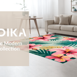 Ultra Soft Area Rug, Non Slip, Stain Resistant, Washable Area Rugs for Living Room, Bedroom, Exotic Green and Pink Palette(Pink)