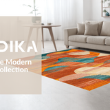 Ultra Soft Area Rug, Non Slip, Stain Resistant, Washable Area Rugs for Living Room, Bedroom, Stylish Contemporary Ink Wash Art(Orange)