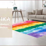 Ultra Soft Area Rug, Non Slip, Stain Resistant, Washable Area Rugs for Living Room, Bedroom, Rainbow Pink Purple Nursery Plush Playroom Carpet(Pink)