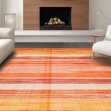 Ultra Soft Area Rug, Non Slip, Stain Resistant, Washable Area Rugs for Living Room, Bedroom, Modern Striped Geometry in Bright Tones(Orange)