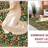 Ultra Soft Area Rug, Non Slip, Stain Resistant, Washable Area Rugs for Living Room, Bedroom, Vintage Floral Non-Slip Living Room Rug(Green)