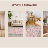 Ultra Soft Area Rug, Non Slip, Stain Resistant, Washable Area Rugs for Living Room, Bedroom, Chic Pastel Floral Arrangement(Pink)